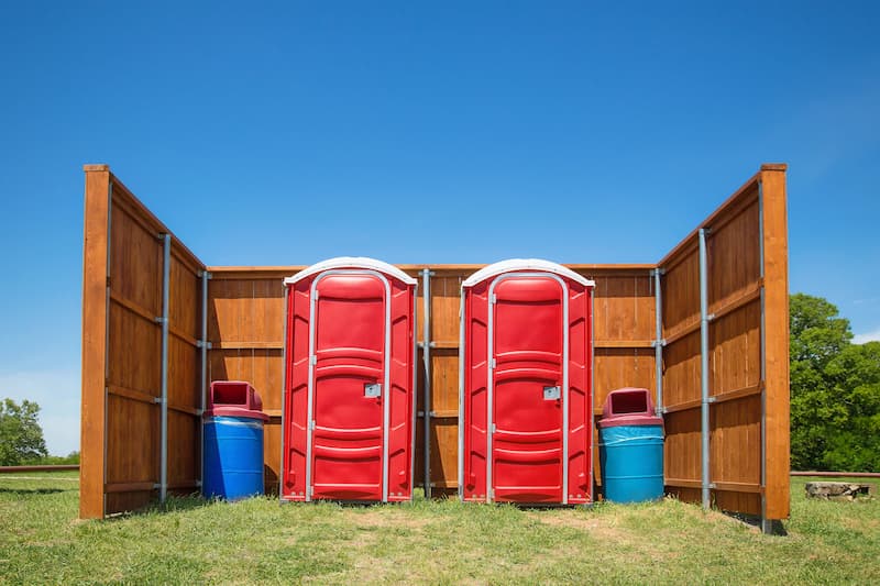Short-term porta potty units staged for delivery in Lafayette, Louisiana